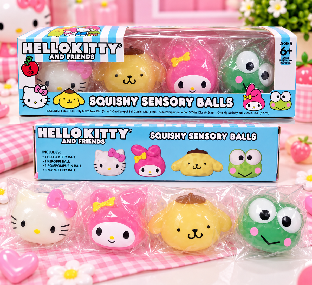 Kitty & Friends Squishy Sensory Balls – Set of 4