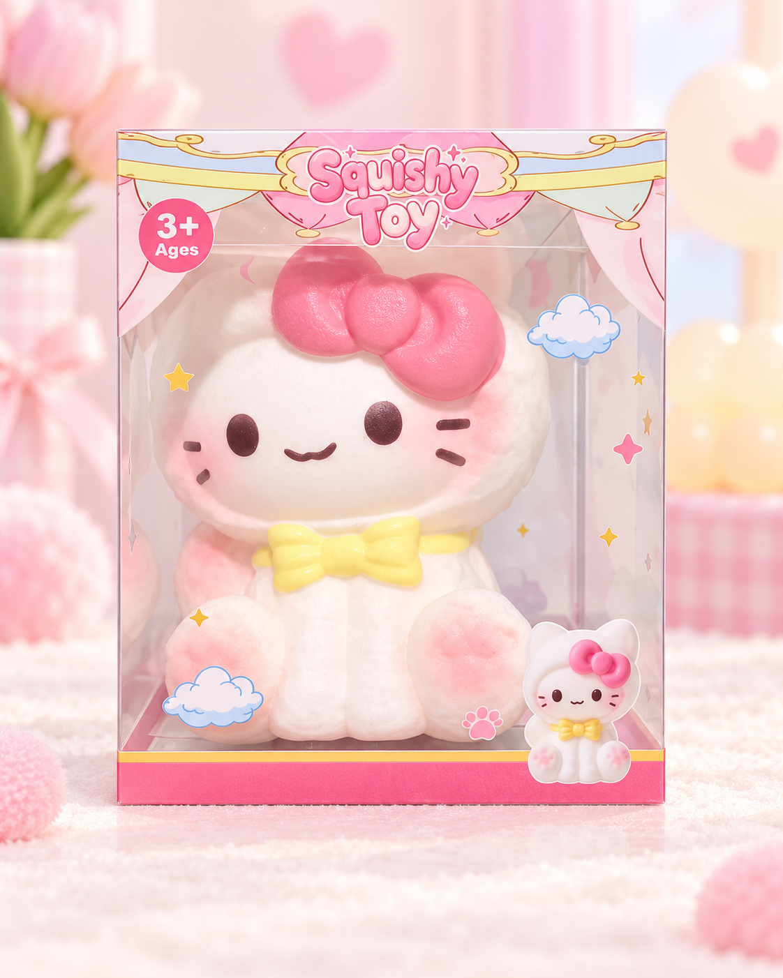 Pink Bow Kitty Slow-Rise Squishy