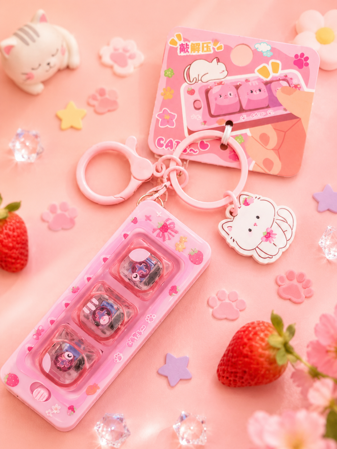 Cat light up clicker keychain