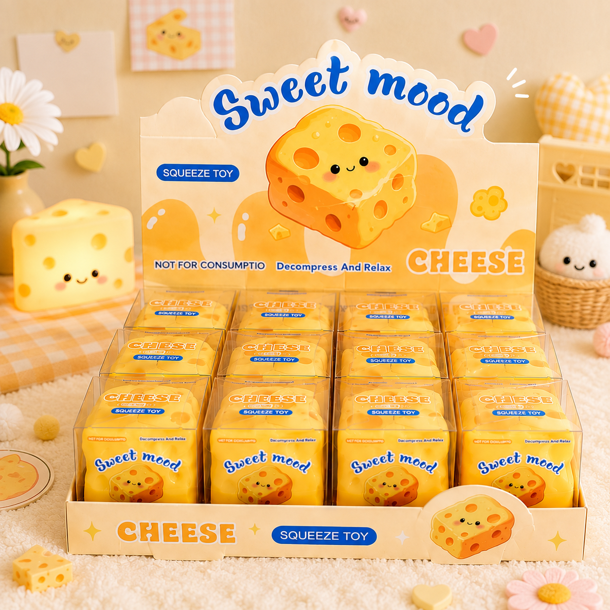 Crunchy cube cheese squishy
