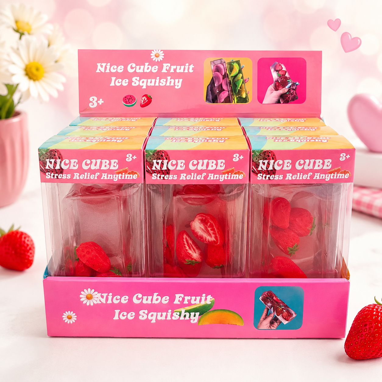 Strawberry Ice Cube Squishy