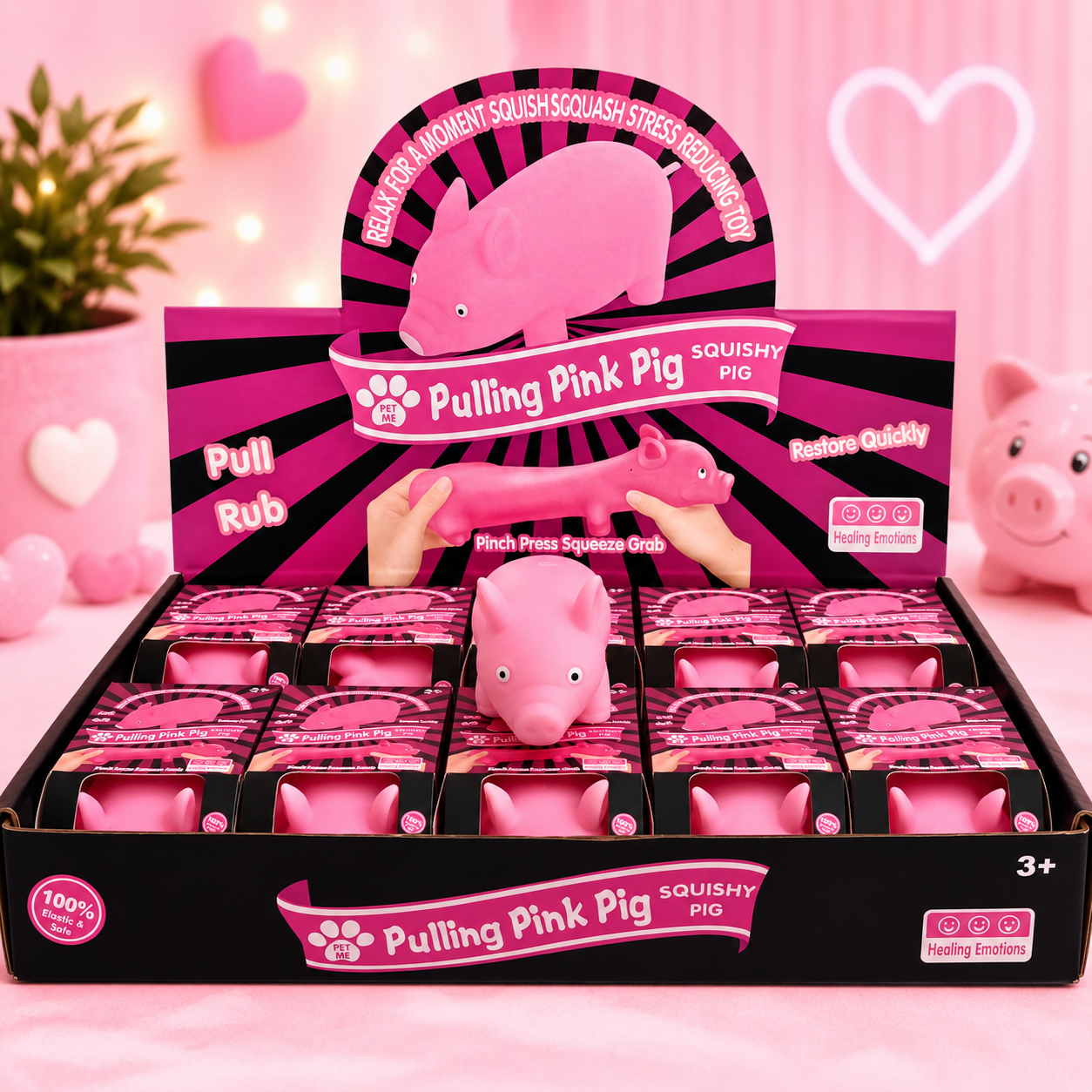 Pull & Stretch Pink Pig Squishy